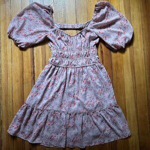 Mini floral backless dress